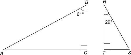 Given a right triangle, ABC with a right angle at C m angle B = 61 degrees. Given right triangle ...