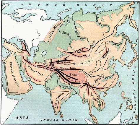 Mountain Ranges of Asia, 1885. | Asia map, Himalayas mountain, Ganges