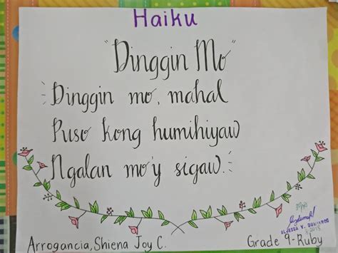 Mga Halimbawa ng Tanka at Haiku - SJNHS Filipino 9