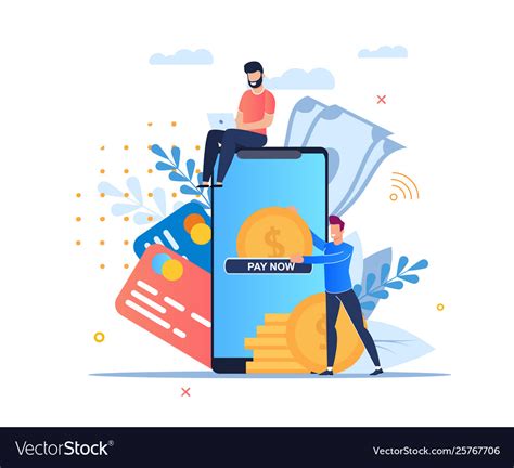 Online payment cartoon flat Royalty Free Vector Image