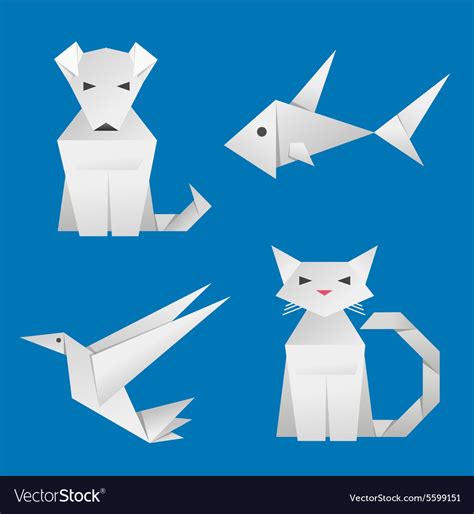 Paper origami animals Royalty Free Vector Image