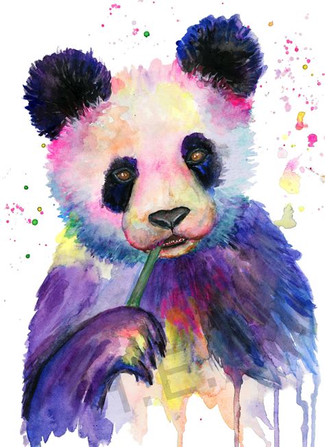 Colorful Panda Bear Wall Art Panda Bear Art Print Watercolor - Etsy | Panda painting, Panda bear ...