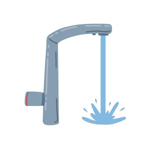 Water tap. Plumbing in kitchen and bathroom. Flat cartoon isolated on ...