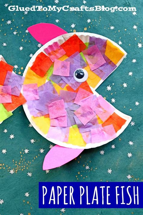 Paper Plate & Tissue Paper Tropical Fish | Fish crafts preschool, Rainbow fish crafts, Fish crafts