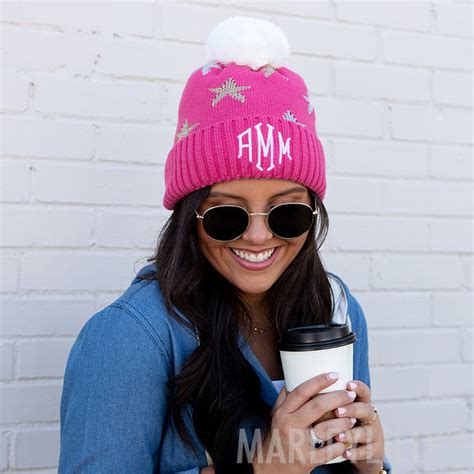 Personalized Faux Fur Pom Pom Knit Beanie