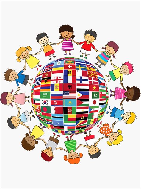 "Flags of the World Cultural, Diversity Kids around the Globe" Sticker ...