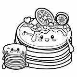 Kawaii Pancake Coloring Page · Creative Fabrica sketch template