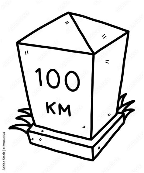 milestone / cartoon vector and illustration, black and white, hand ...