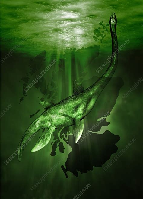 Loch ness monster, artwork - Stock Image - F009/0767 - Science Photo Library