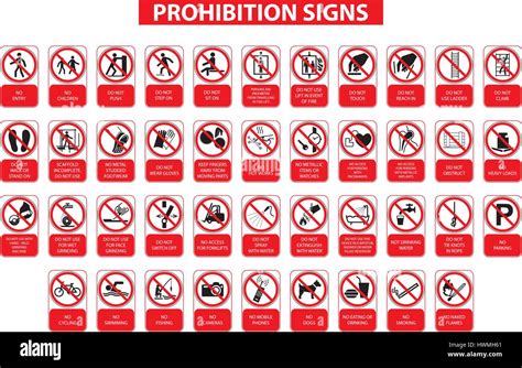 set of prohibition signs on white background Stock Vector Image & Art ...