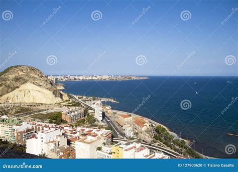 View of alicante castle stock photo. Image of port, cityscape - 127900620