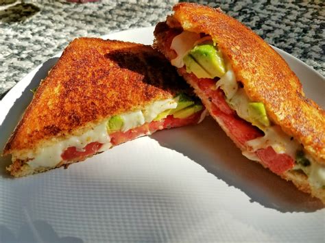 Grilled Avocado Tomato and Cheese Sandwich - As the Lettuce Spins...