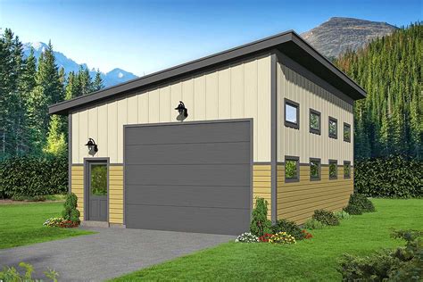 Modern Detached Garage Plan with 12' to 16' Sloping Ceiling - 68524VR ...