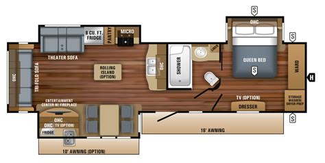 2018 Eagle Travel Trailers 322RLOK Floorplan | Travel trailer floor plans, Jayco, Floor plans