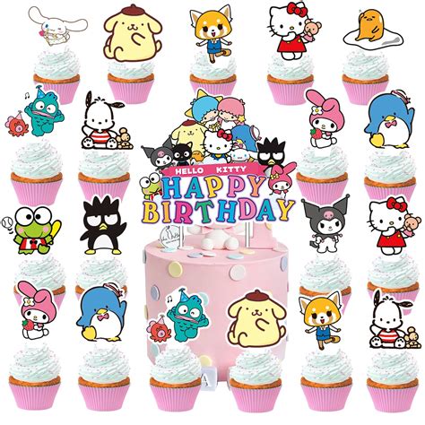 Buy 25 Pcs Kawaii Birthday Party Decorations, 24pcs Hello Kitty ...