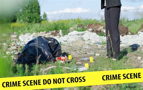 Crime scene with corpse and evidence - stock photo 727682 | Crushpixel