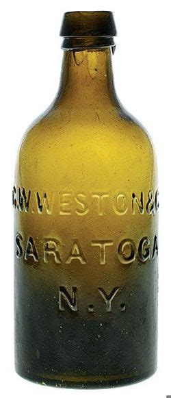 Mineral Water Bottle; GW Weston & Co, Saratoga NY, Olive Green, Pint.