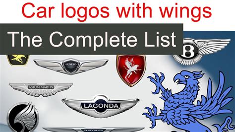 58 Car logos with wings: The Complete List. - YouTube