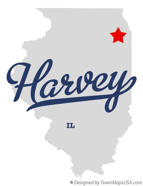 Map of Harvey, IL, Illinois