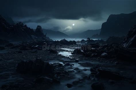 Dark and Mysterious Nocturnal Landscapes with Deep Stock Image - Image ...