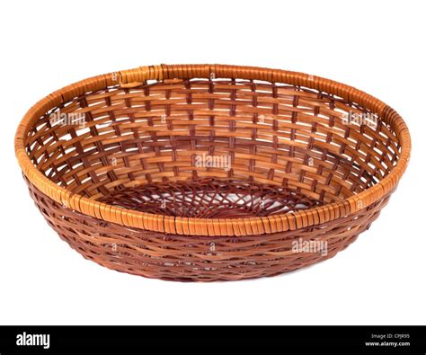 Empty wooden fruit or bread basket on white background Stock Photo - Alamy