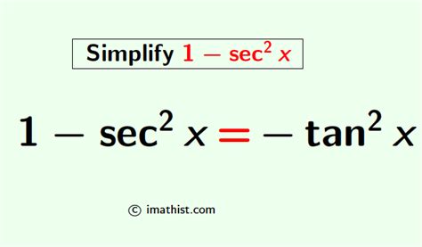 1-sec^2x Formula, Identity | 1-sec^2 theta is equal to - iMath