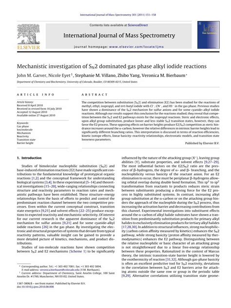 (PDF) Mechanistic investigation of SN2 dominated gas phase alkyl iodide reactions - DOKUMEN.TIPS