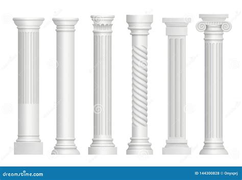 Antique Pillars. Greek Historical Rome Classic Columns Vector Realistic Illustrations Stock ...