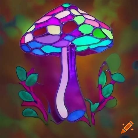 Neon mushroom stained glass artwork on Craiyon