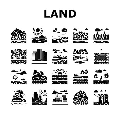 Premium Vector | Land Scape Nature Collection Icons Set Vector