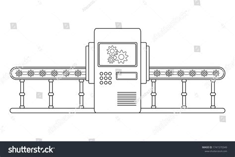 Conveyor Assembly Line Outline Style Automatic Stock Vector (Royalty ...