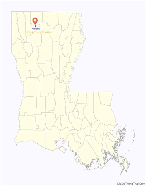 Map of Athens village, Louisiana - Thong Thai Real