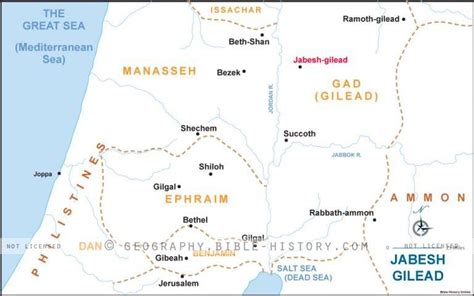 I Samuel Jabesh Gilead - Basic Map (72 DPI) 1-Year License - Bible Maps ...