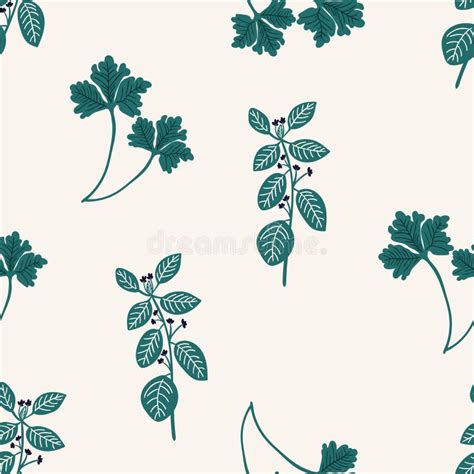 Floral Seamless Pattern with Hand Drawn Herb Parsley,oregano. Creative Herb Texture for Fabric ...