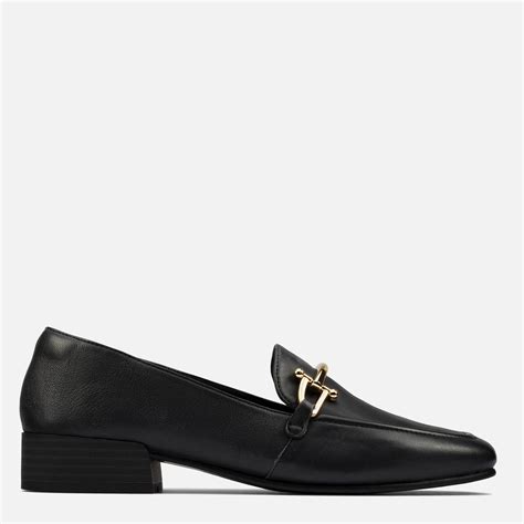 Clarks Women's Pure Block Leather Loafers - Black | TheHut.com