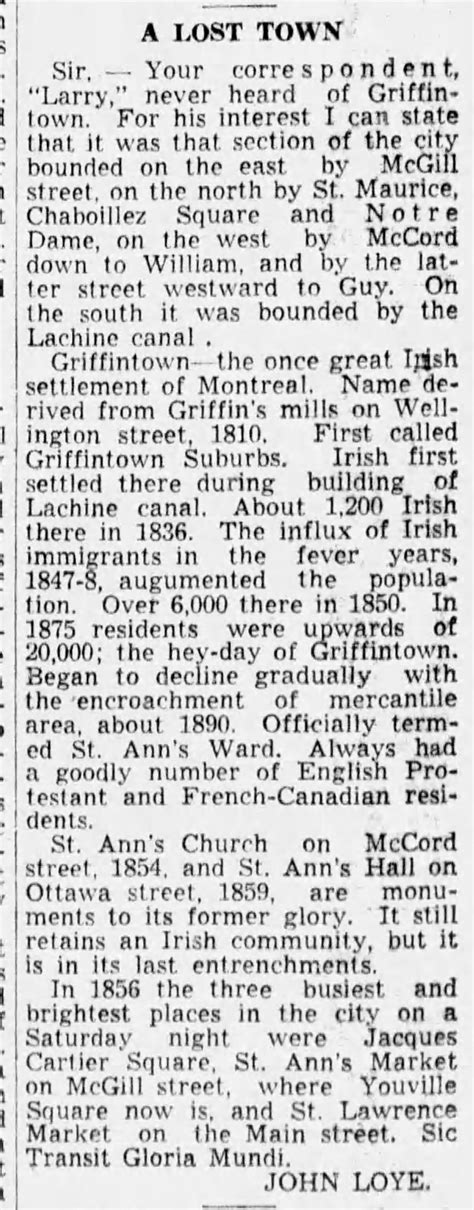 A Brief History of Montreal's Griffintown — The French-Canadian Genealogist