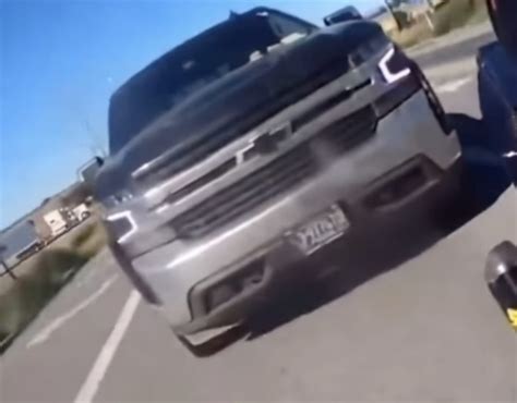 Chevy Silverado Tailgates Bikers, Gets Tires Slashed: Video