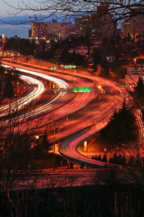 Highway at night stock photo. Image of luminous, motion - 636074