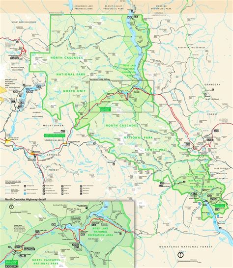 Large detailed tourist map of North Cascades - Ontheworldmap.com