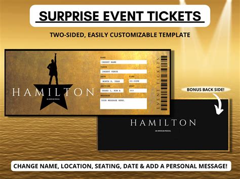 Printable Hamilton Tickets Template Surprise Hamilton Tickets Fake ...