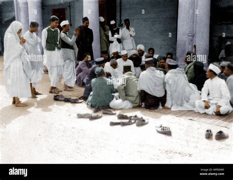 Mahatma Gandhi with Jamnalal Bajaj in meeting during Salt Satyagraha ...