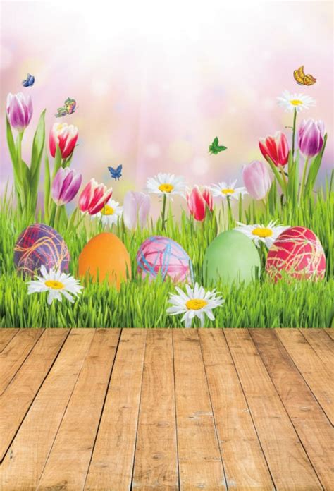 Easter Backdrop Spring Scenery Flowers Easter Eggs Portrait | Etsy ...