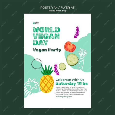 Free PSD | Abstract world vegan day poster template