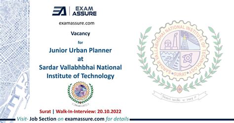 Vacancy for Junior Urban Planner at Sardar Vallabhbhai National ...