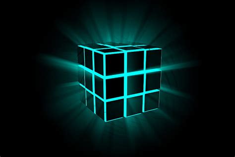 Awesome Cube Rubiks 3D. Teal , Cube, Neon nail HD wallpaper | Pxfuel