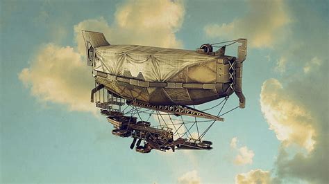 Steampunk - Airship, Airship, Steampunk, Sky, Fantasy, HD wallpaper ...