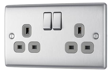 BG Brushed Steel Light Switches & Sockets Full Range Satin Chrome Grey ...