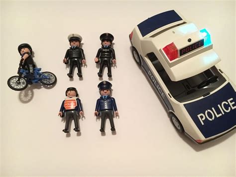 Playmobil Police Car Working Lights! 4 men 1 woman officer bike ...