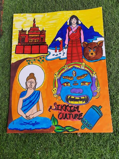 POSTER MAKING ON SIKKIM CULTURE FOR school project | Culture of sikkim drawing, Easy drawings ...