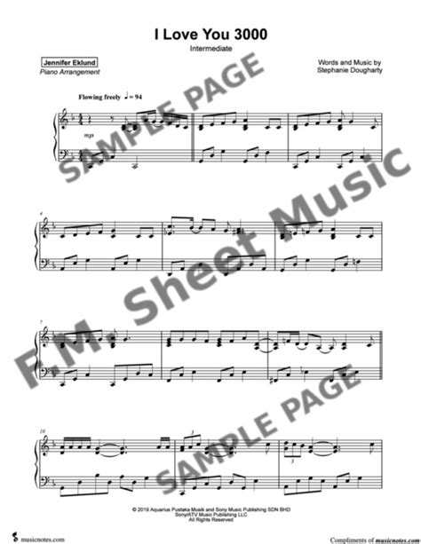 I Love You 3000 (Intermediate Piano) By Stephanie Poetri - F.M. Sheet ...